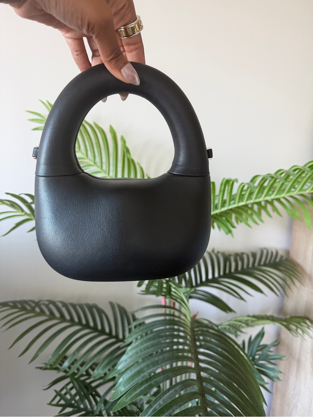 Zara Rigid Black Round-Handle Bag